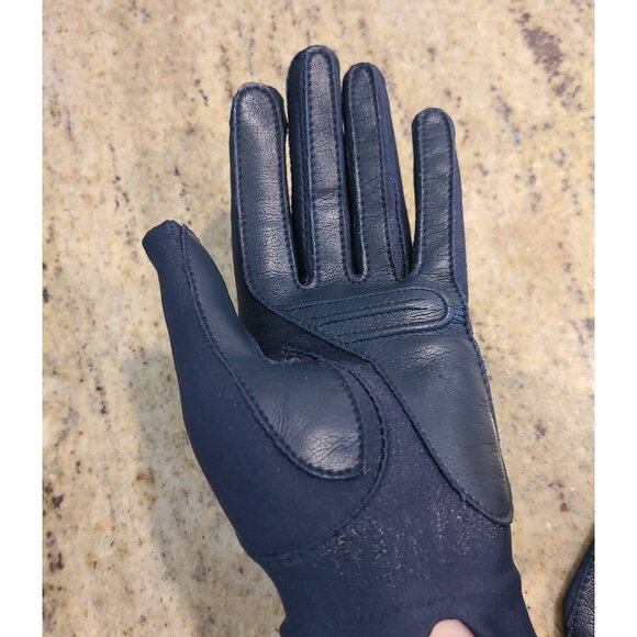 Vintage Womens OSFA Blue Stretch Leather Grip Driving Gloves Sheer Energy Leggs - Picture 15 of 16